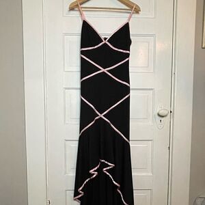 Blondie Nights Beautiful Black and Pink Spaghetti Strap Hi Lo Dress